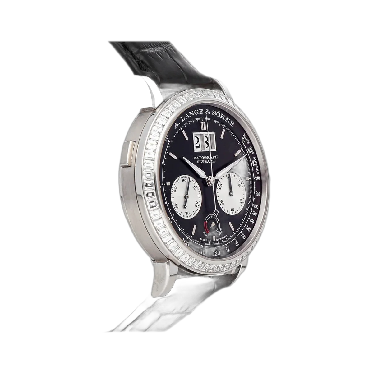A. Lange & Söhne Lange 405.835 Platin Datograph Baguette Diamanten Schwarzes Zifferblatt 41mm Herrenuhr
