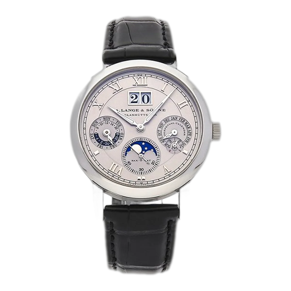 A Lange & Sohne Langematik 310.025 Silver Dial Perpetual 38.5Mm Platinum Case Black Leather Straps Unisex Watch – additional product photo 5