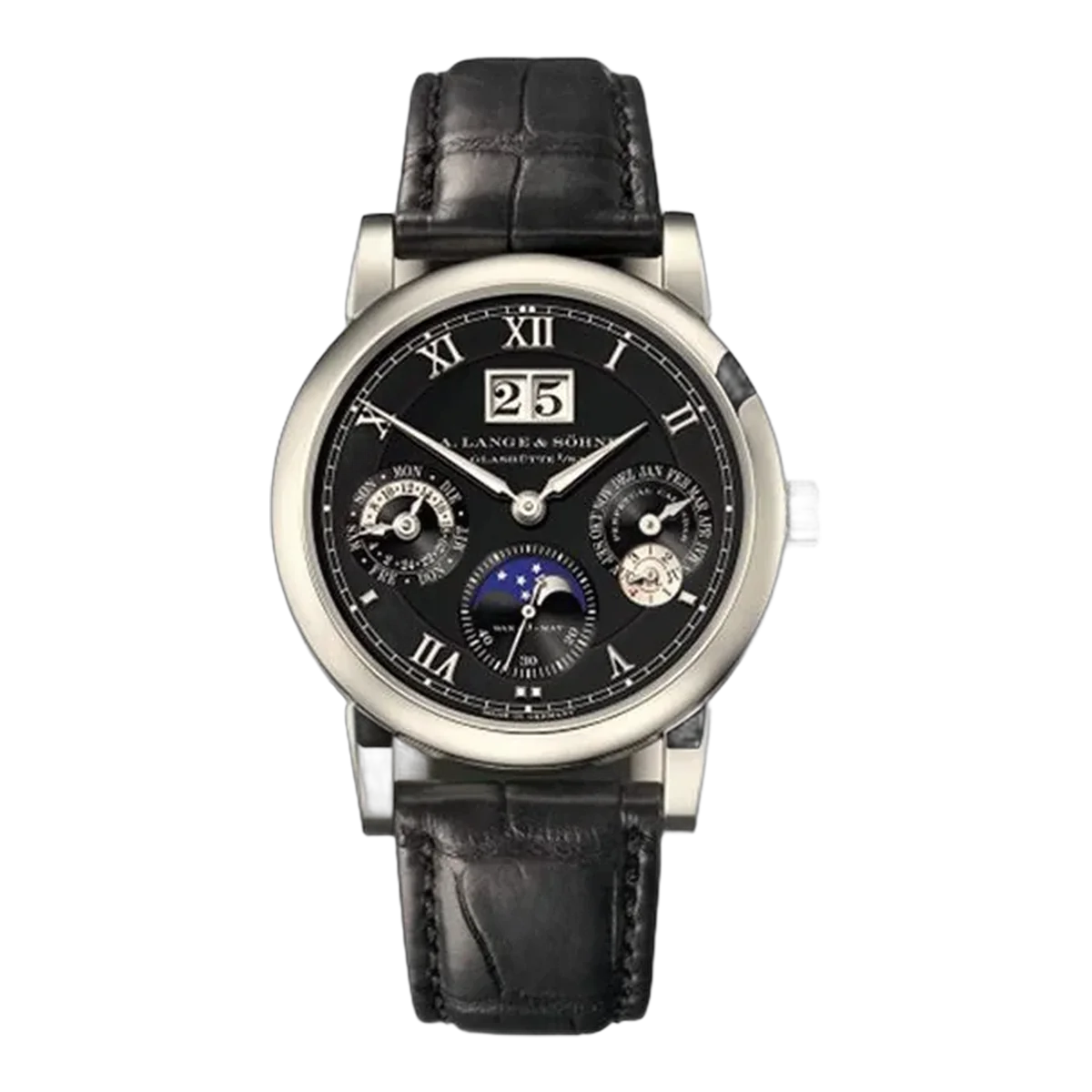 A Lange & Sohne Langematik 310.026 Perpetual Calendar 38.5Mm 18Kt White Gold Black Leather Straps Unisex Watch – additional product photo 6