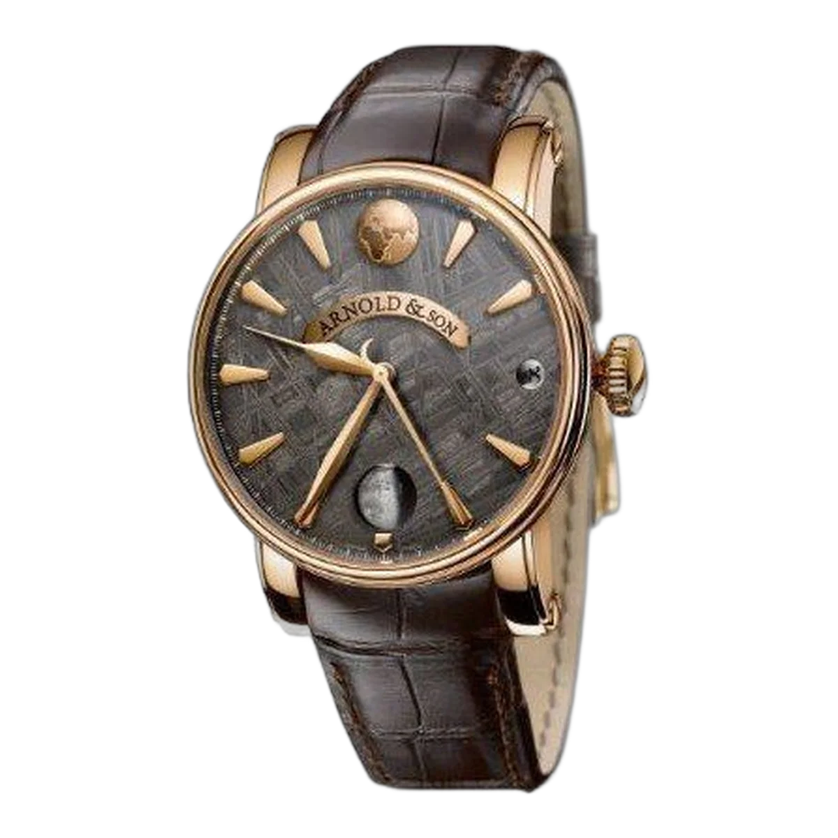 Arnold &Amp; Son True Moon Meteorite 18Kt Rose Gold 46Mm Men's Watch