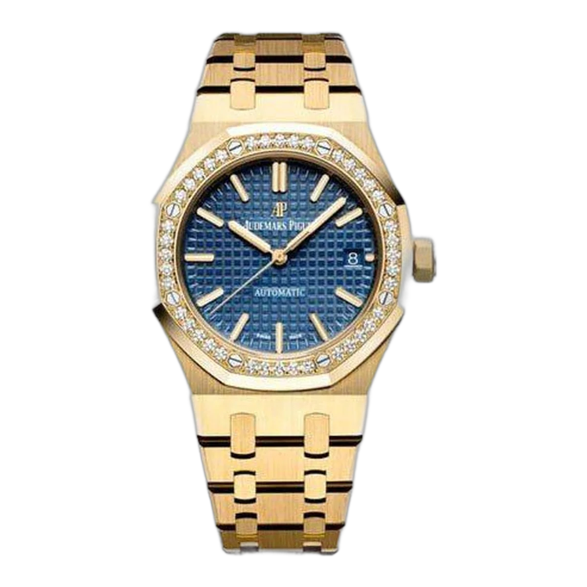 Audemars Piguet Royal Oak 15451Ba.Zz.1256Ba.01 Blue Index Dial 37Mm 18Kt Yellow Gold Ladies Watch