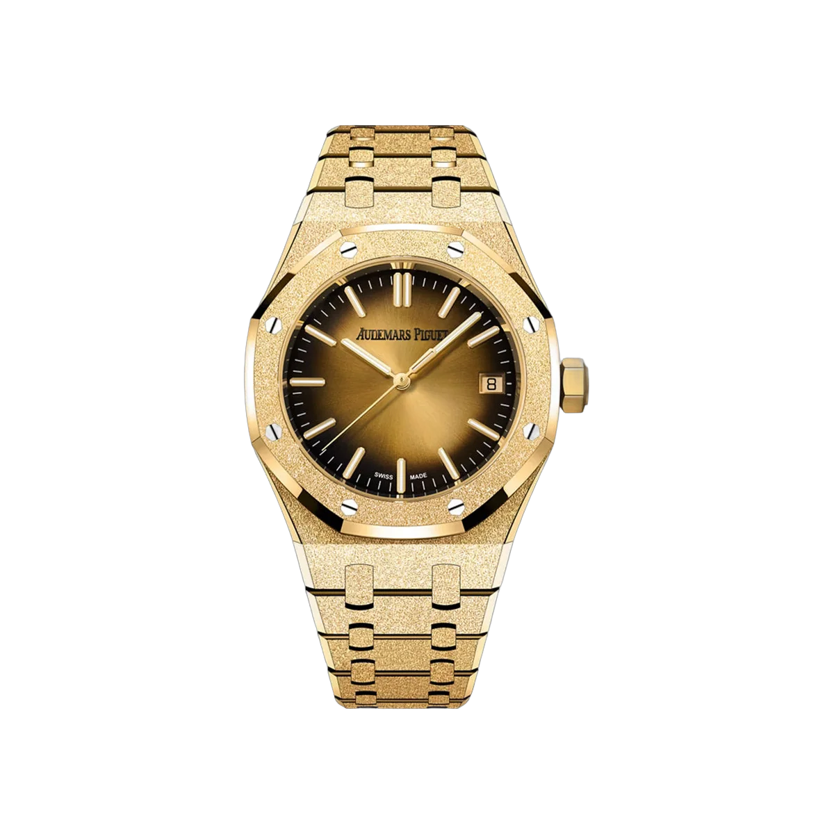 Audemars Piguet Royal Oak 15550BA.GG.1356BA.01 „Frosted“ Gelbgold „Smoked“ Gelbgold-Zifferblatt 37mm Unisex-Uhr