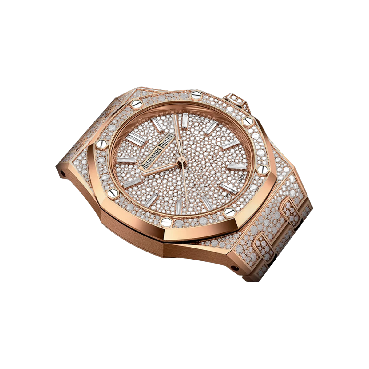 Audemars Piguet Royal Oak 15552OR.ZZ.1358OR.01 Rose Gold with Pave Diamonds 37mm Pave Diamond Dial Ladies Watch