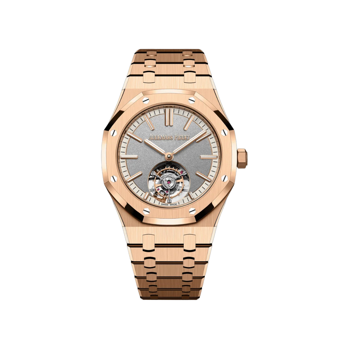 Audemars Piguet Royal Oak 26730OR.OO.1320OR.05 Flying Tourbillon Pink Rose Gold 41mm Gray Dial Mens Watch