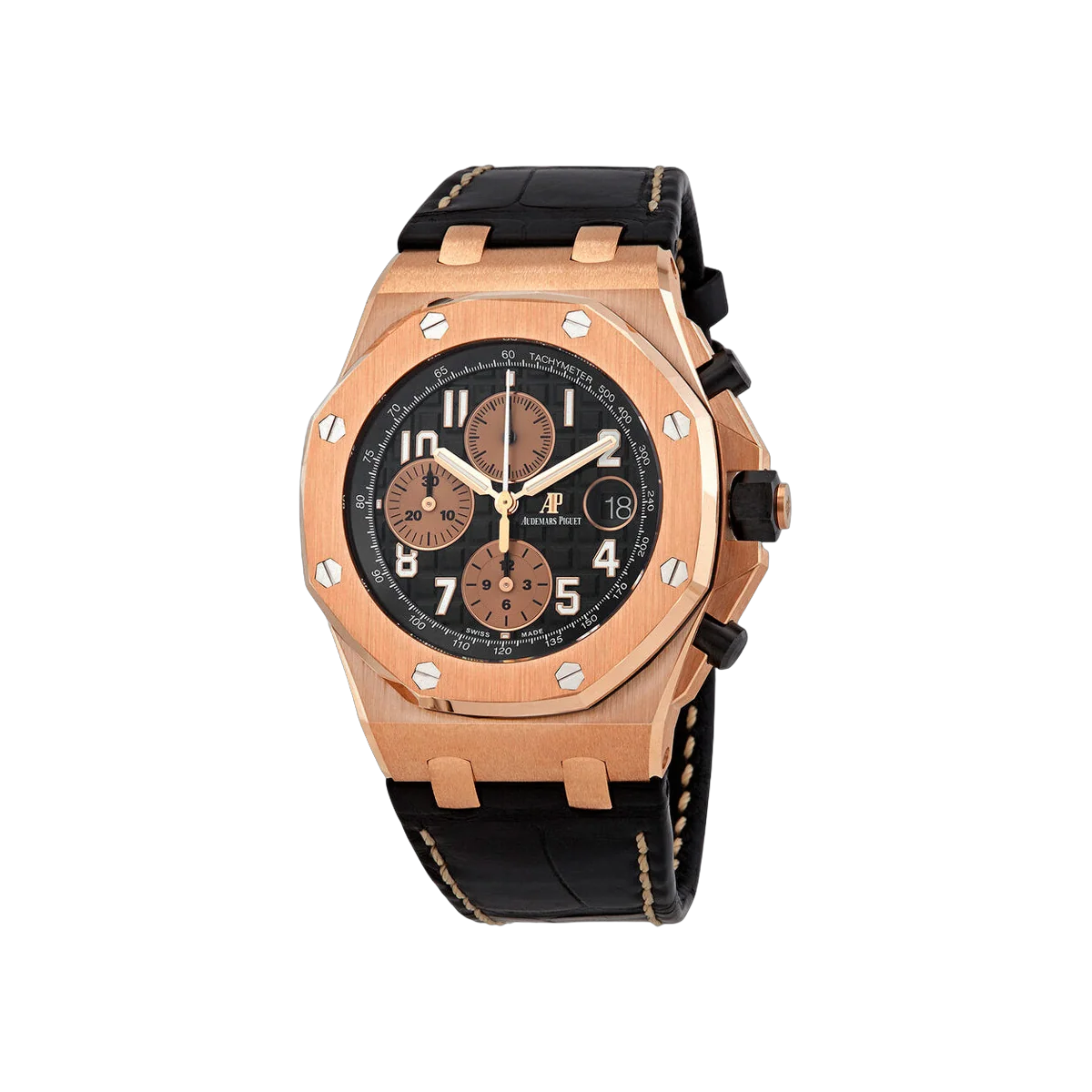 Audemars Piguet Royal Oak Offshore 26470OR.OO.A002CR.02 Chronograph Rotgold Schwarzes Mega Tapisserie Zifferblatt 42mm Herrenuhr