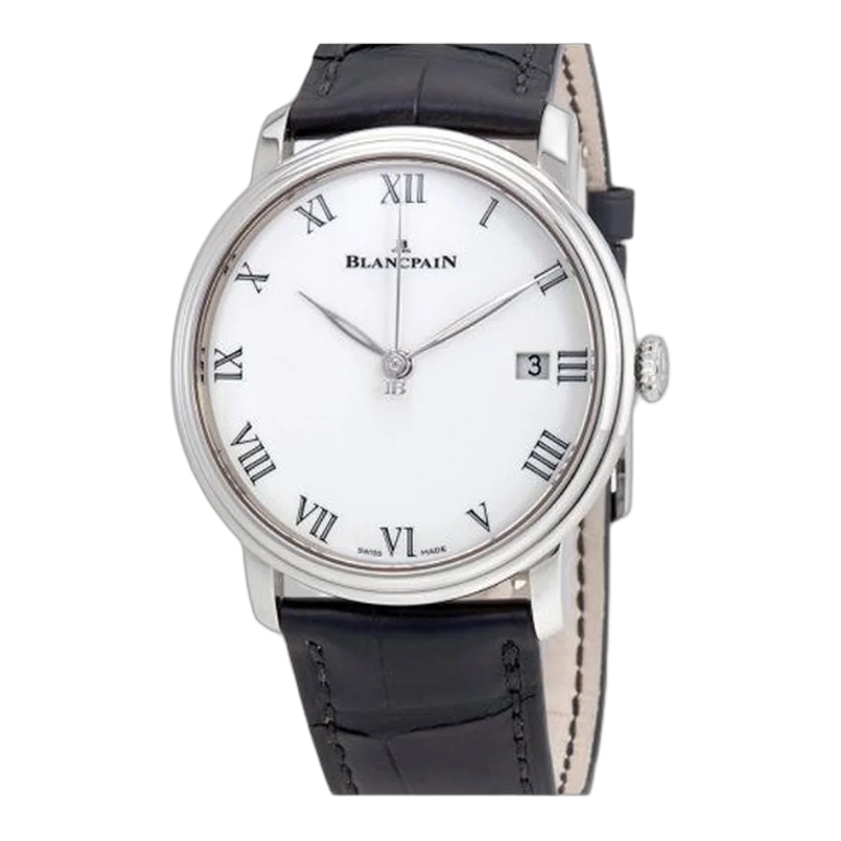 宝珀 Villeret 8 天白色珐琅表盘 18Kt 白金男士手表