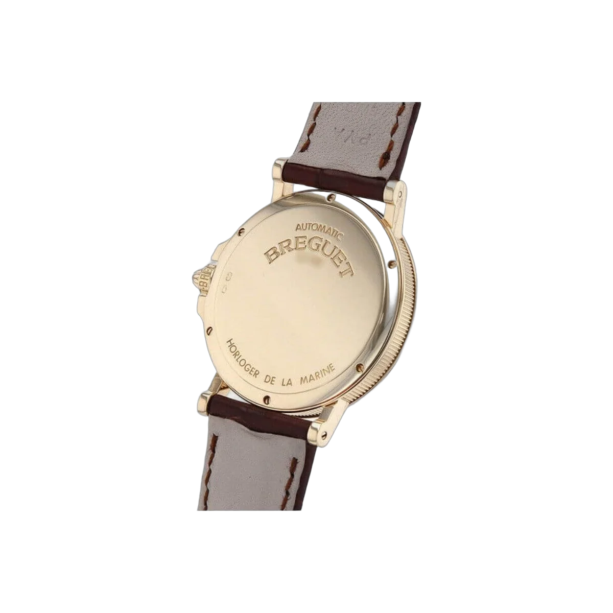 Breguet Marine 3400BA/12/996 Silver Roman Dial Automatic 35.5Mm 18K Yellow Gold Brown Leather Straps Unisex Watch