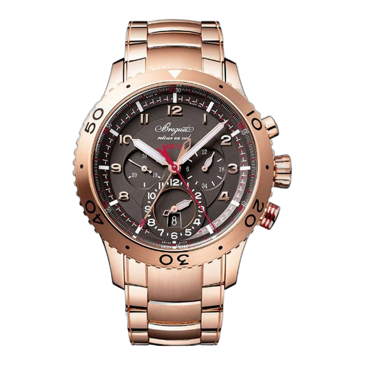 Breguet Type XXII 3880BR/Z2/RXV Braunes Zifferblatt Flyback 10 Hz 44 mm 18K Roségold Herrenuhr