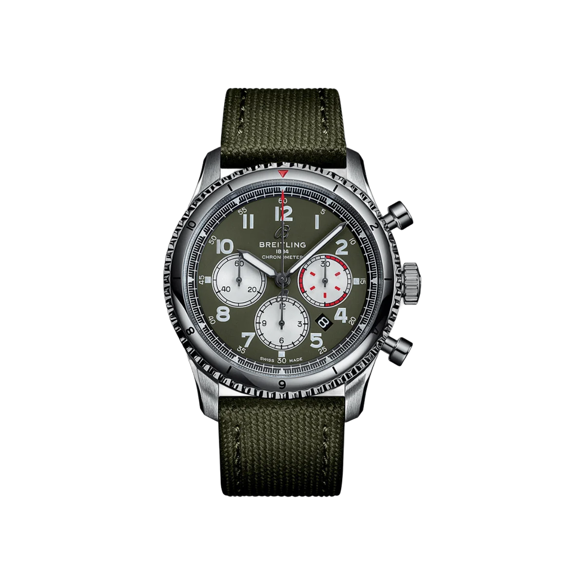 Breitling Aviator 8 B01 Chronograph AB01192A1L1X2 43mm Green Dial Mens Watch