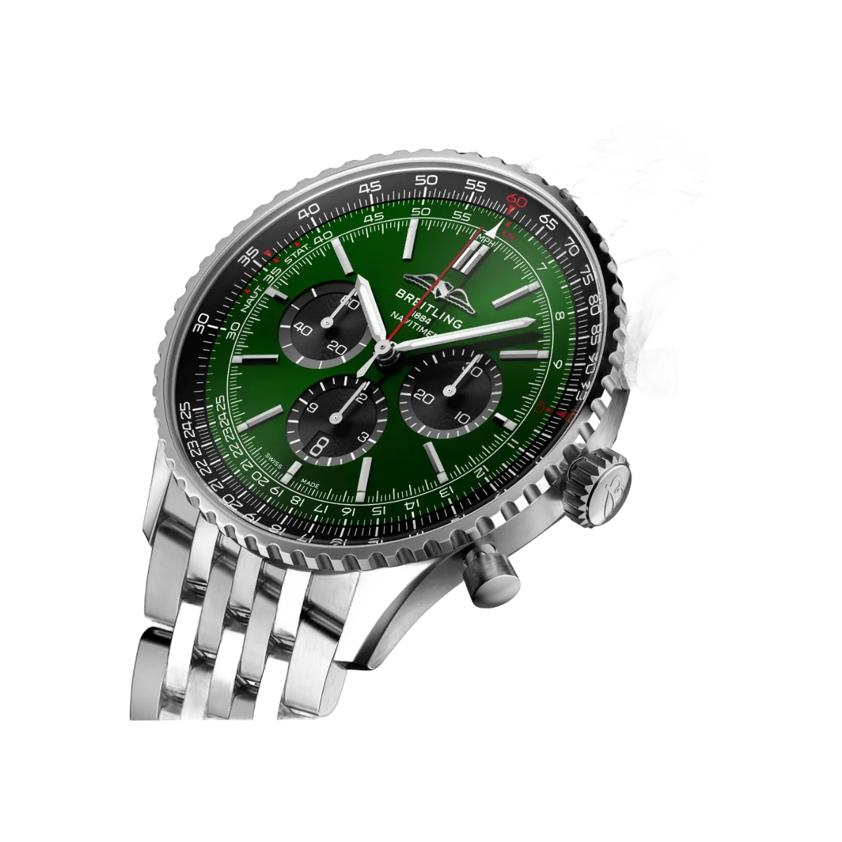 Breitling Navitimer B01 Chronograph AB0137241L1A1 Stainless Steel 46mm Green Dial Mens Watch