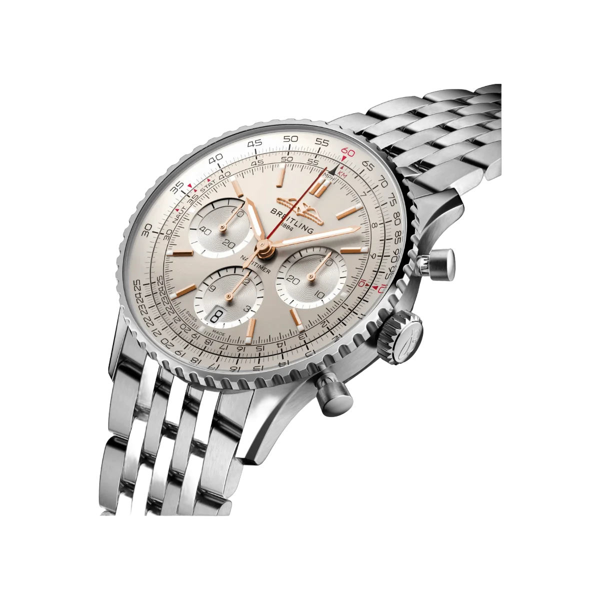 百年灵 Navitimer B01 计时码表 AB0139211G1A1 41 毫米银色表盘男士手表