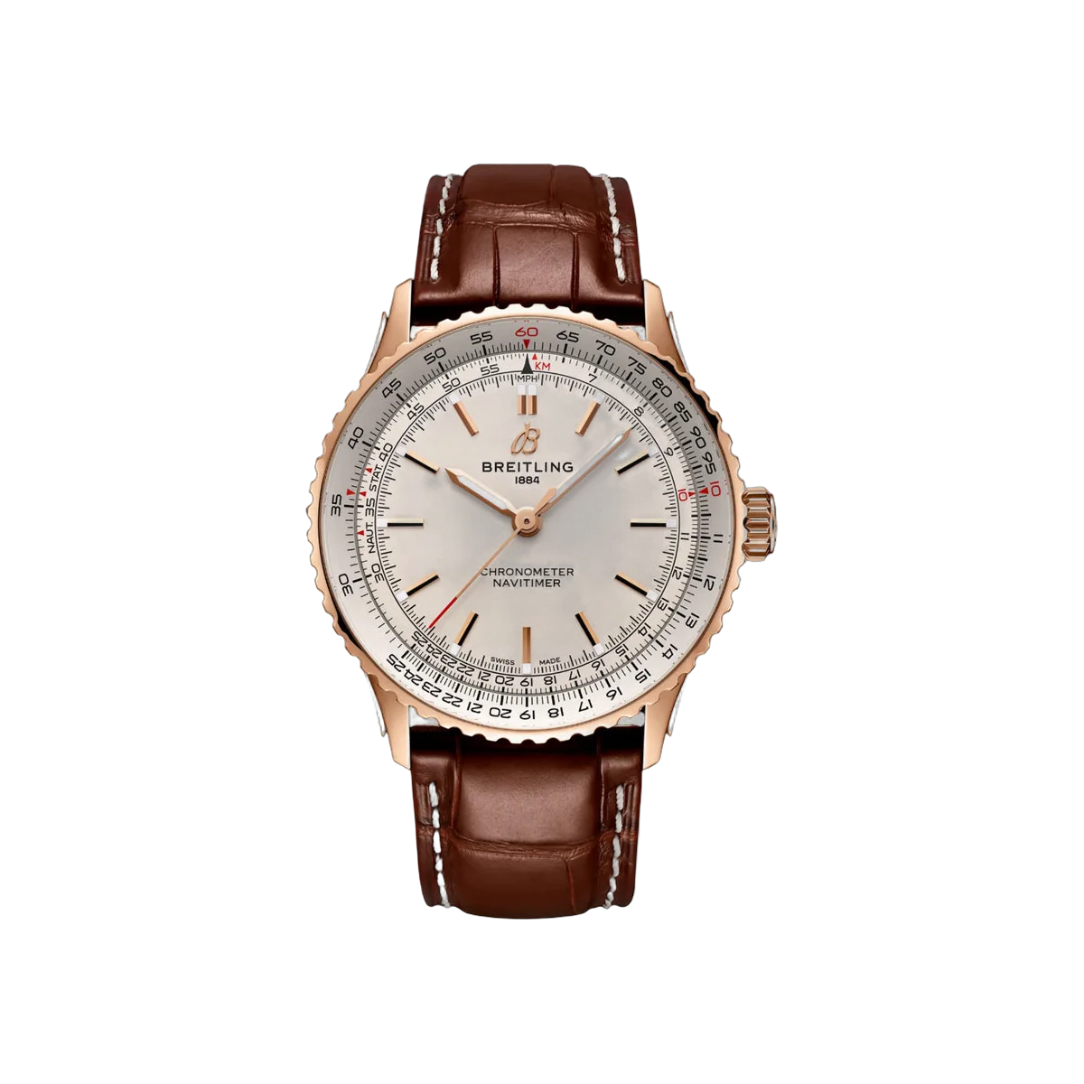 Breitling Navitimer R17329F41G1P1 18k Red Gold 41mm Cream Dial Men's Watch