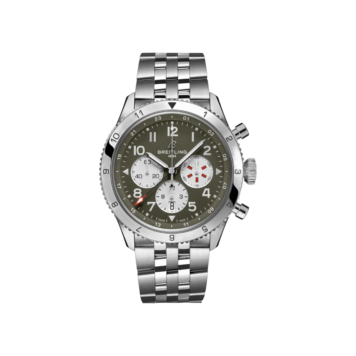 Breitling SUPER AVI B04 Chronograph GMT 46 AB04452A1L1A1 Curtiss Warhawk 46mm Green Dial Mens Watch