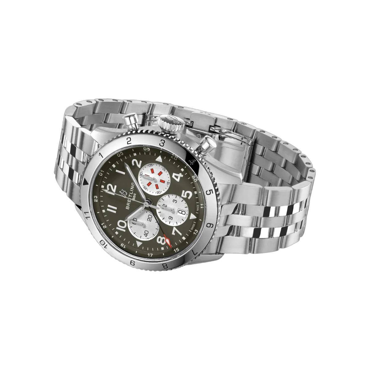 Breitling SUPER AVI B04 Chronograph GMT 46 AB04452A1L1A1 Curtiss Warhawk 46mm Green Dial Mens Watch