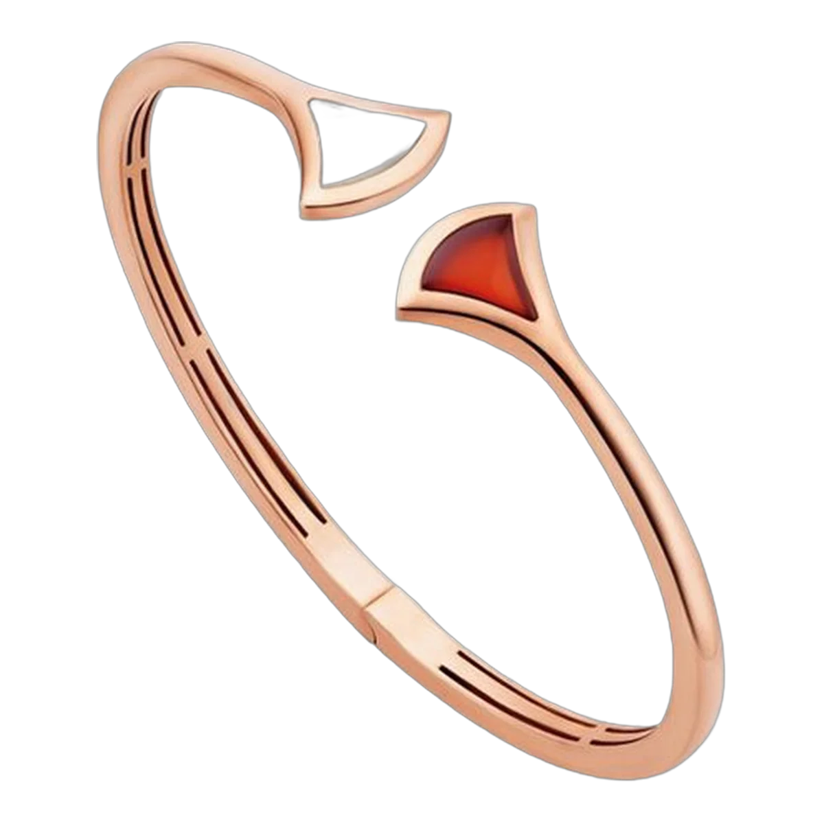Bvlgari ‘Diva’S Dream Bracelet’ 18Kt Rose Gold Bangle Set With Mother-Of-Pearl And Carnelian Elements