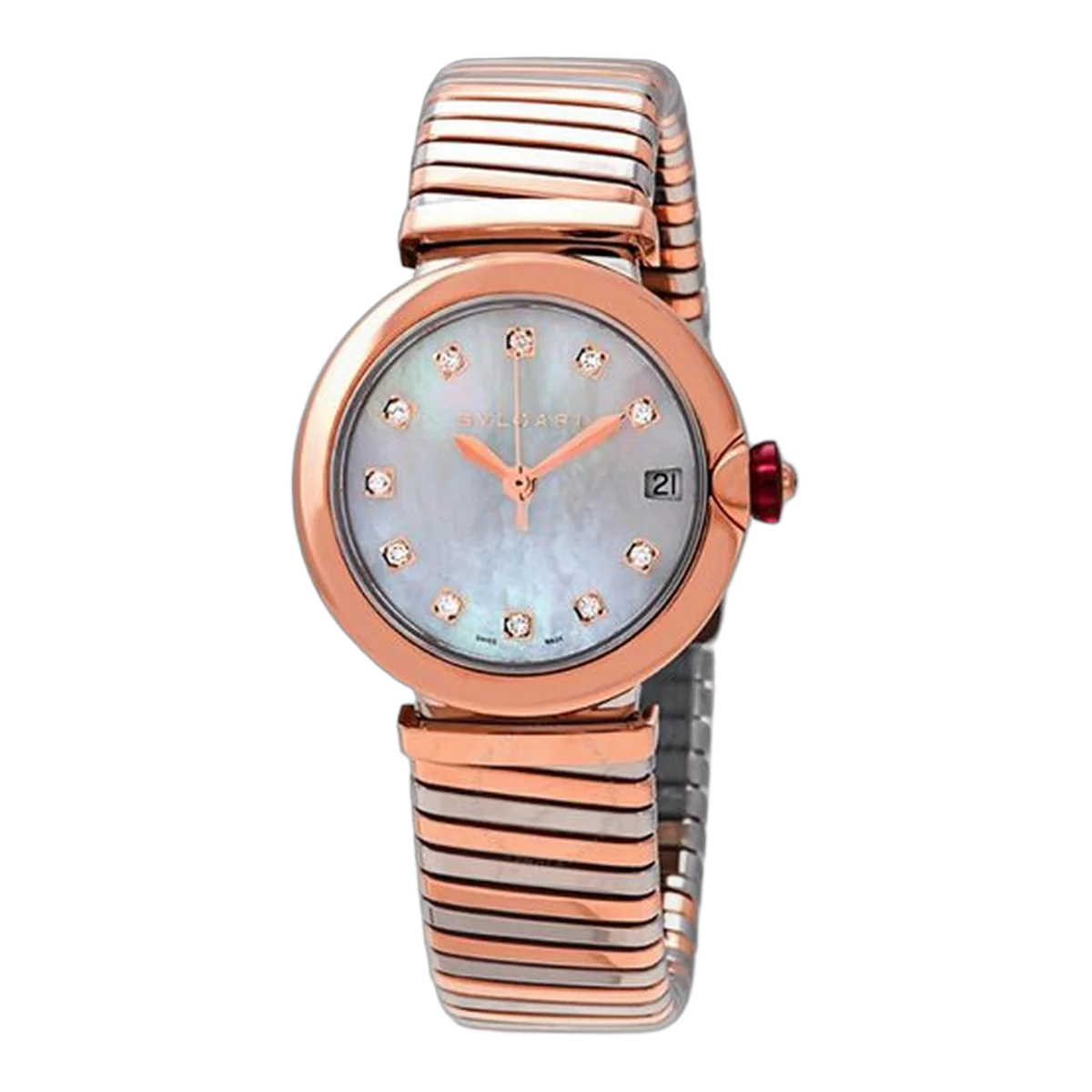 Bvlgari Lvcea Tubogas Perlmutt Diamant Zifferblatt 33 mm Damen Uhr