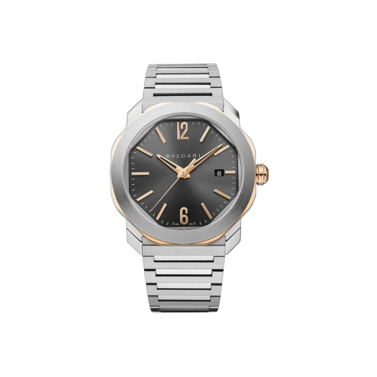 Bvlgari Octa Roma 103083 OC P 41 SG Grau 18k Rotgold Edelstahl