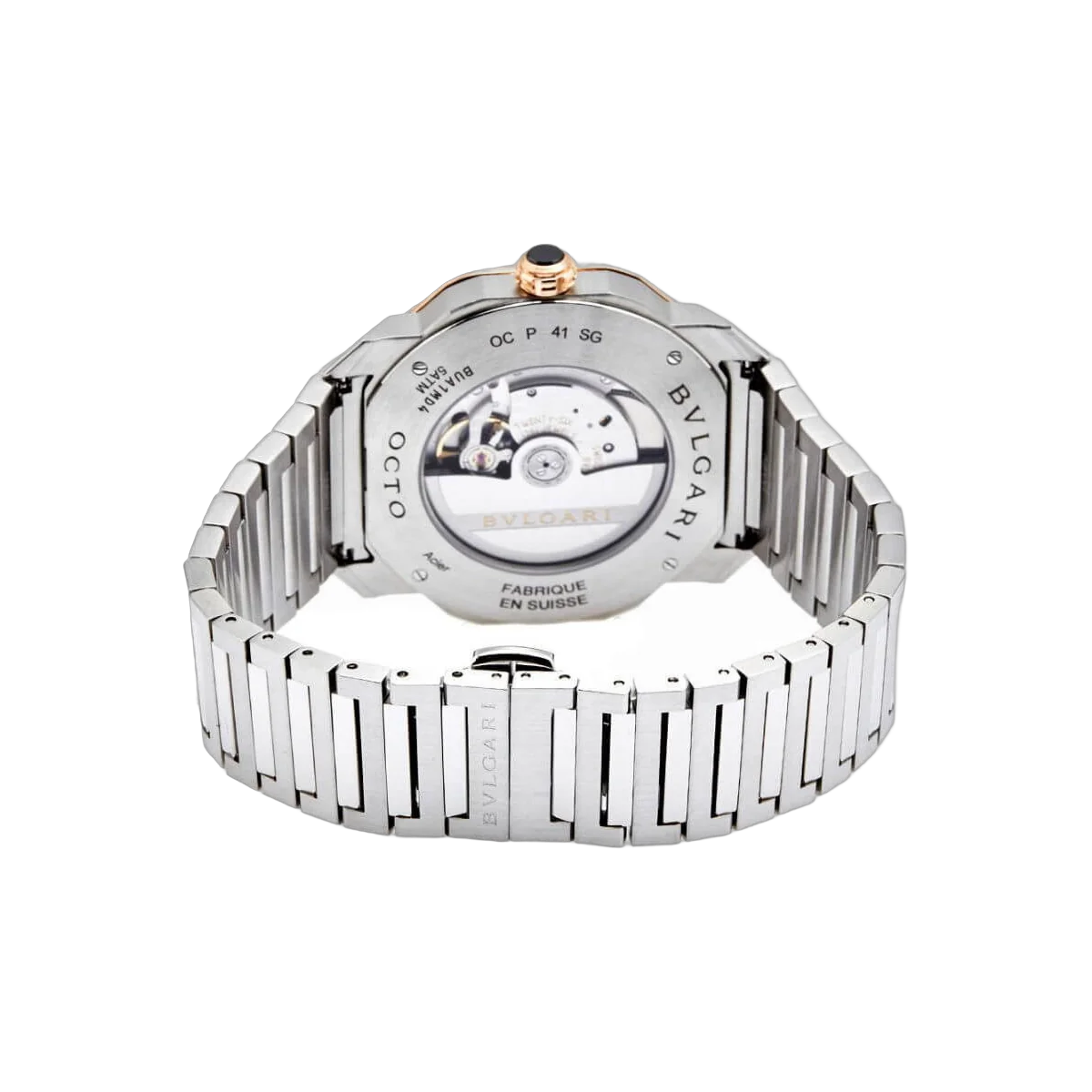 Bvlgari Octa Roma 103083 OC P 41 SG Grau 18k Rotgold Edelstahl