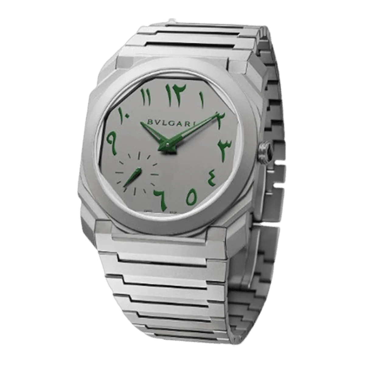 Bvlgari Octo Finissimo 103023 Grau-Grünes Arabisches Zifferblatt Extraflache 40mm Titan Herrenuhr