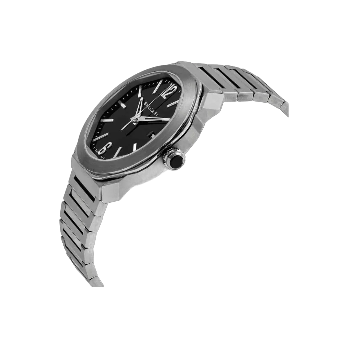 Bvlgari Octo Roma 102704 OC41S Automatic Watch Black Dial Stainless Steel 41mm Men's Watch