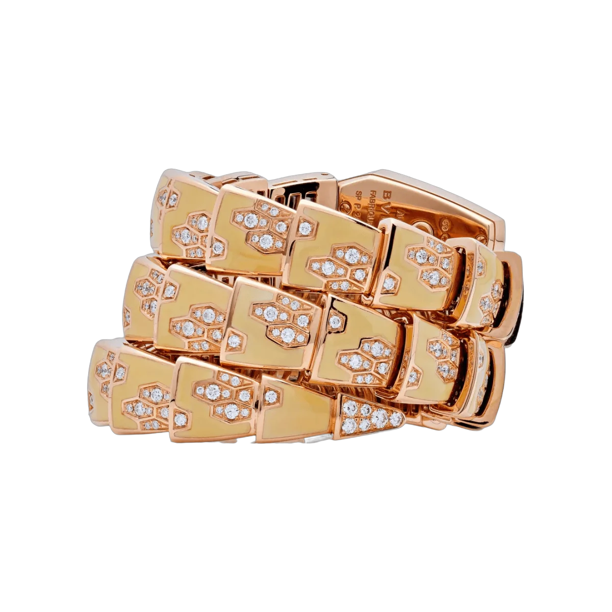 Bvlgari Serpenti 101985 Rose Gold Enamel Double Twirl Scagllie Bracelet MOP Dial
