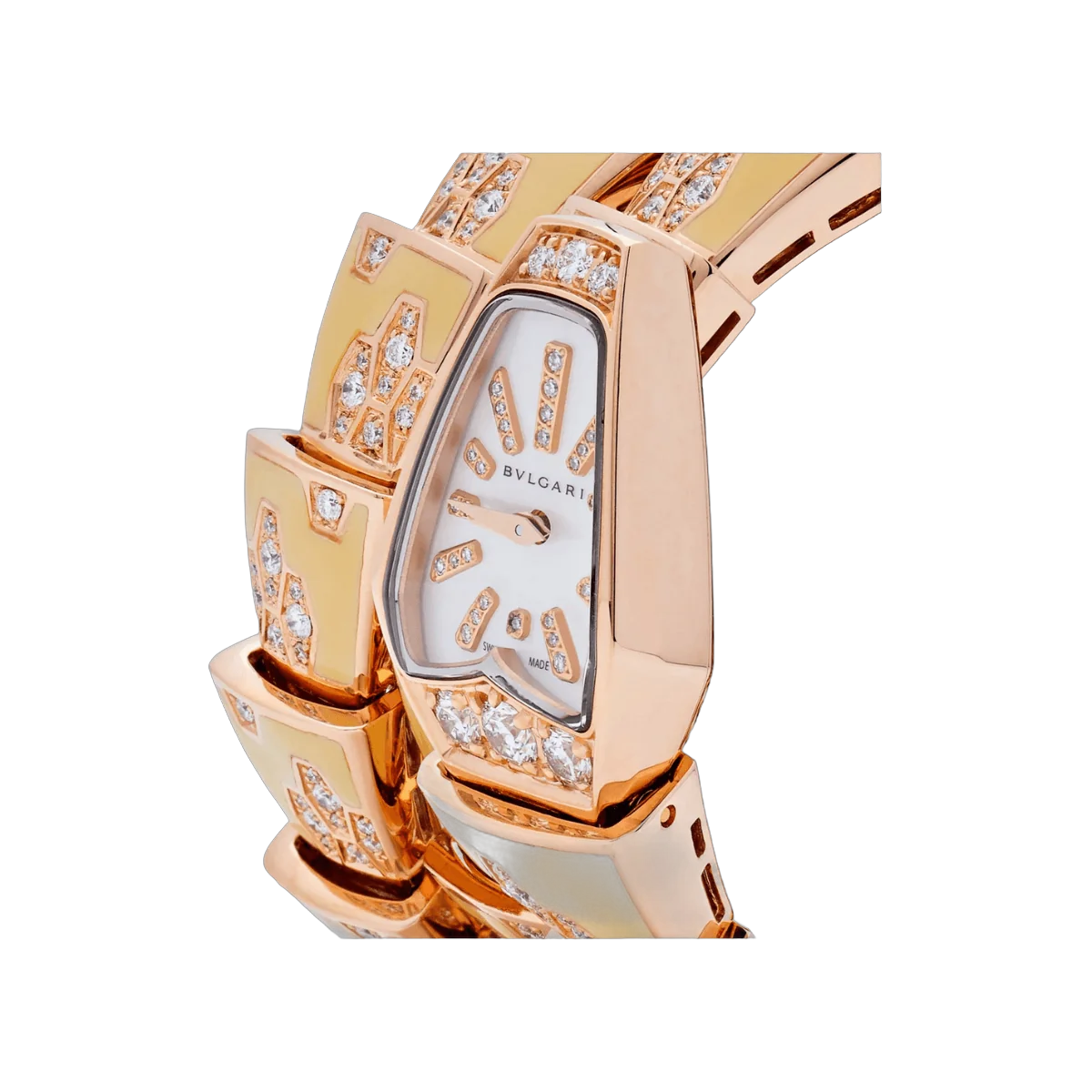 Bvlgari Serpenti 101985 Rose Gold Enamel Double Twirl Scagllie Bracelet MOP Dial