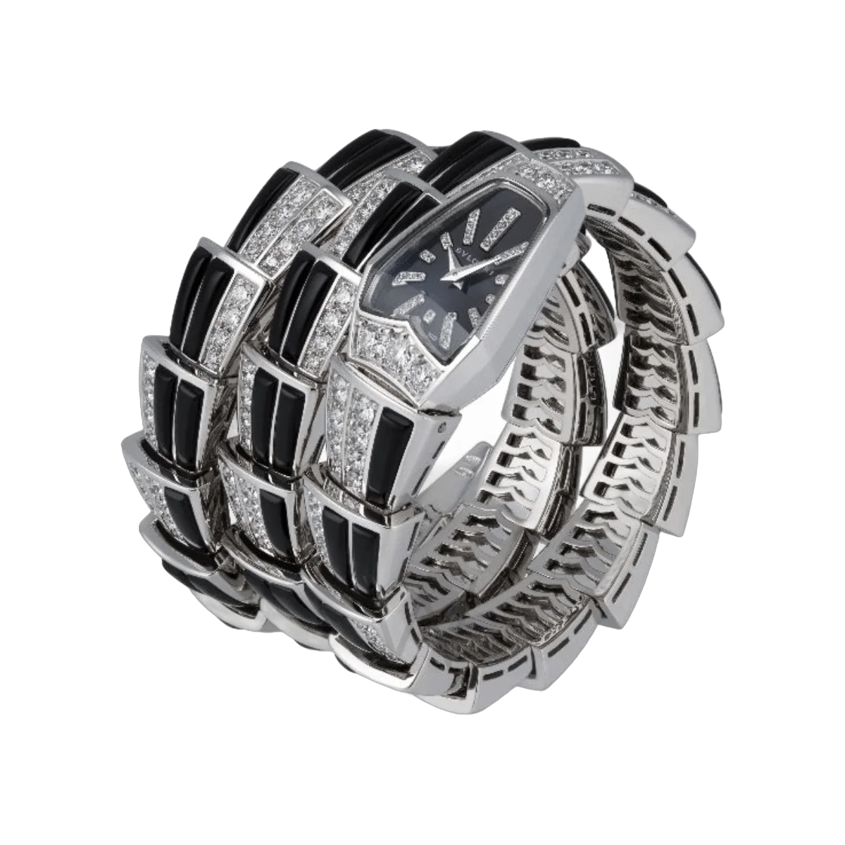 Bvlgari Serpenti 102112 SPW26BGD1GD1O.2T Weißgold schwarzes Zifferblatt