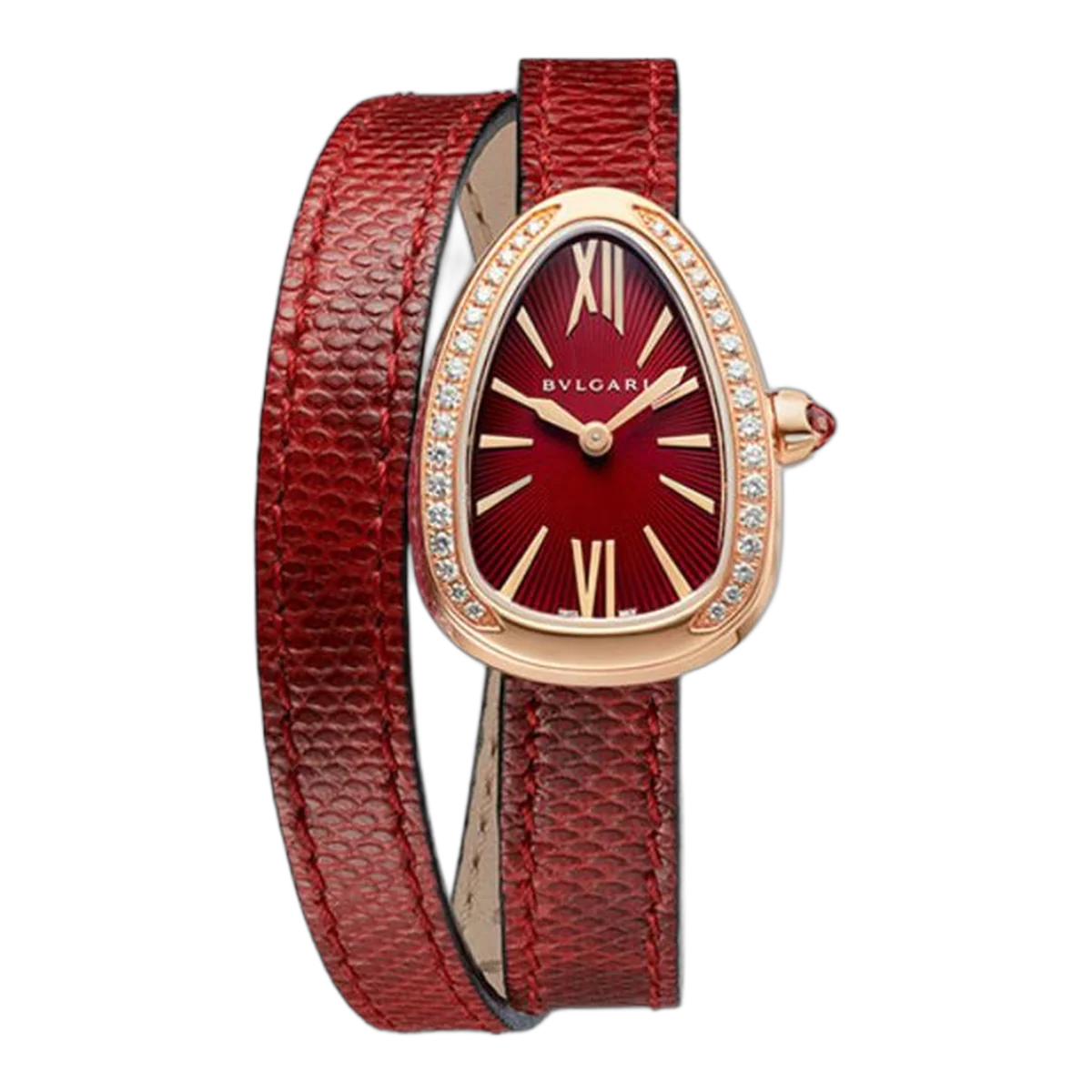 Bvlgari Serpenti 27mm 18K Rotgold Damenuhr mit rotem Zifferblatt