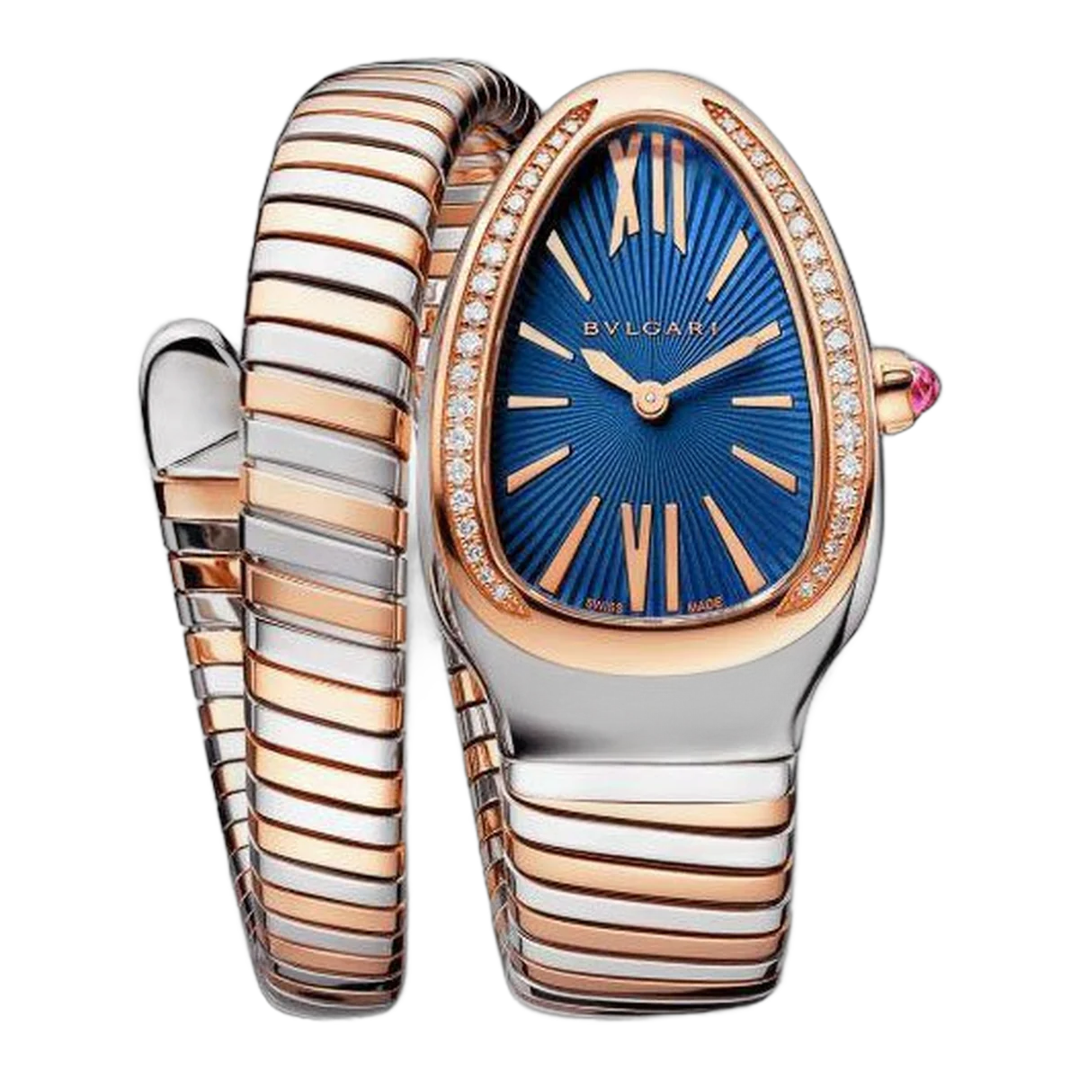 Bvlgari Serpenti Tubogas Damenuhr mit blauem Zifferblatt