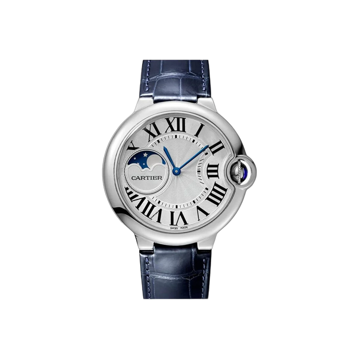 Cartier Ballon WSBB0020 مينا أزرق من الفولاذ المقاوم للصدأ ومؤشر أطوار القمر