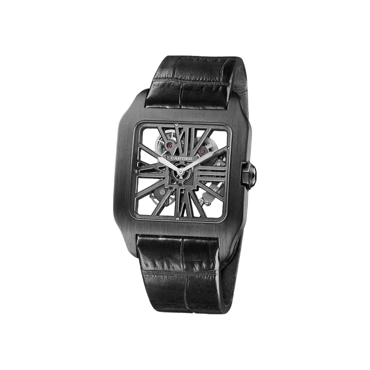 Cartier Santos Dumonte W2020052 Titanium & ADLC 39mm Skeleton Dial Men's Watch