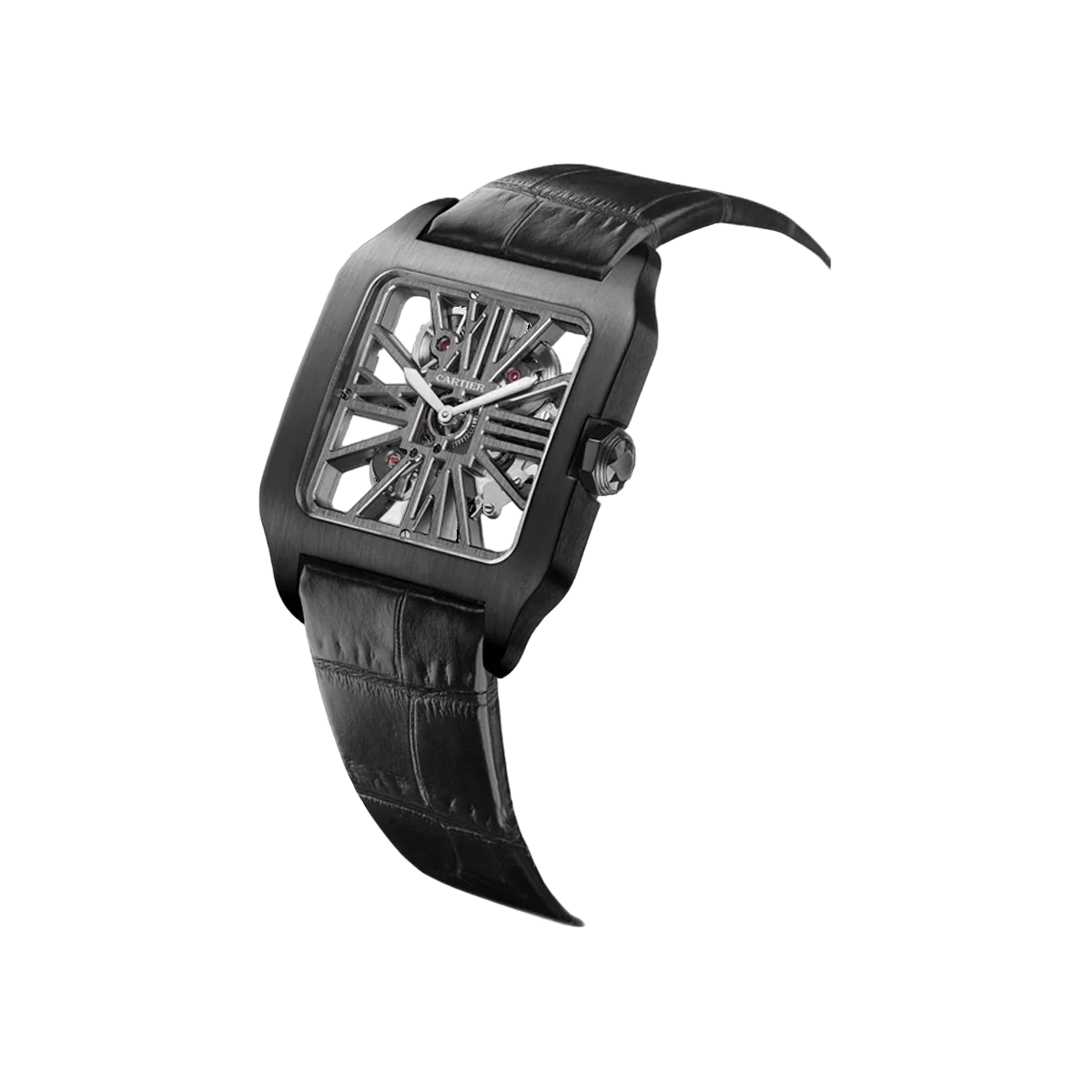 Cartier Santos Dumonte W2020052 Titanium & ADLC 39mm Skeleton Dial Men's Watch