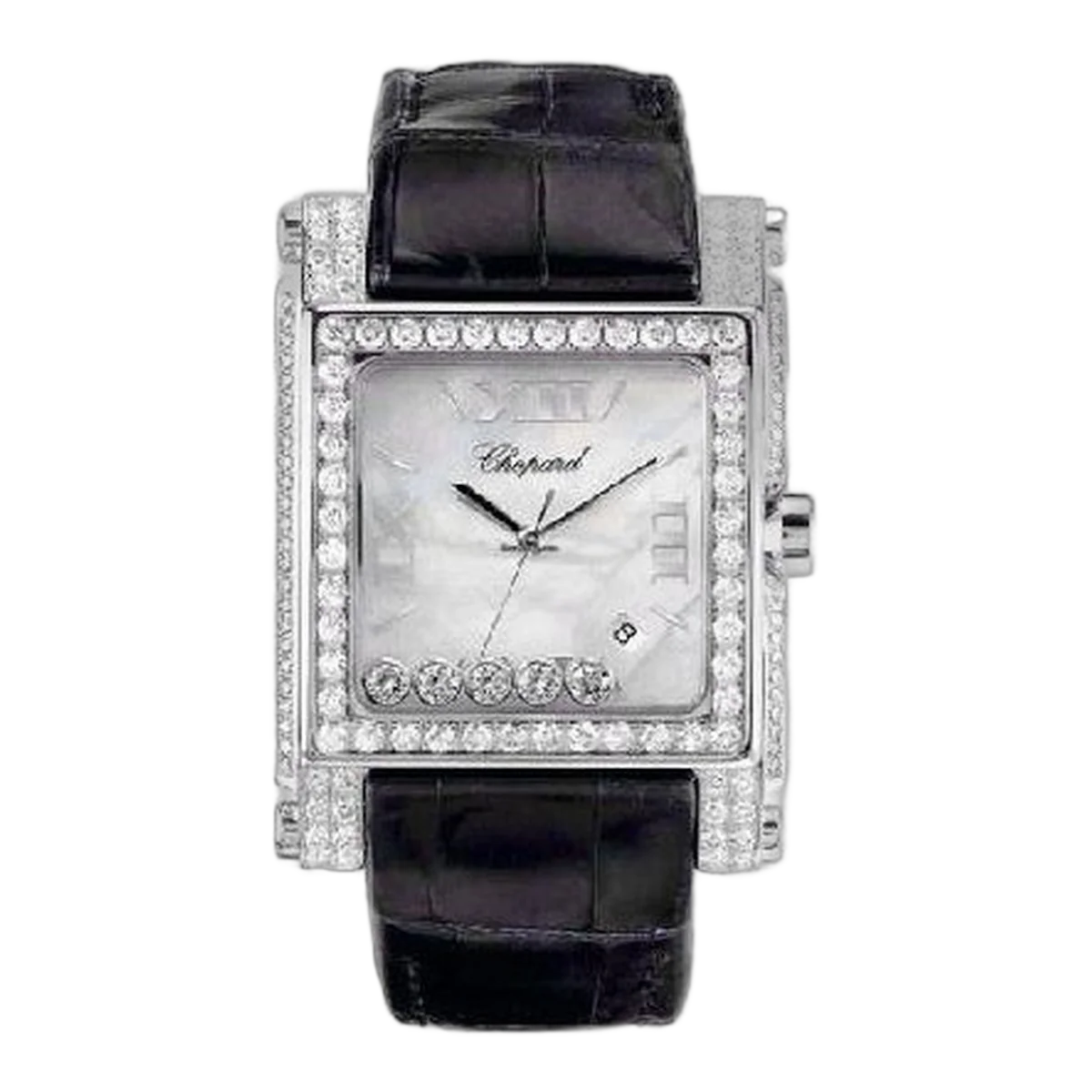 Chopard Happy Sport Square Damenuhr aus 18 Karat Weißgold mit Diamanten