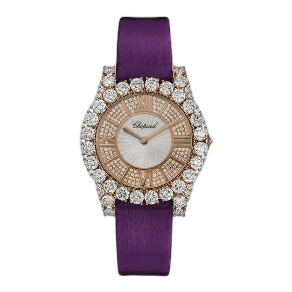 Chopard L'Heure Du Diamant 35.75Mm 18K Rose Gold Diamond Set Guilloche Ladies Watch