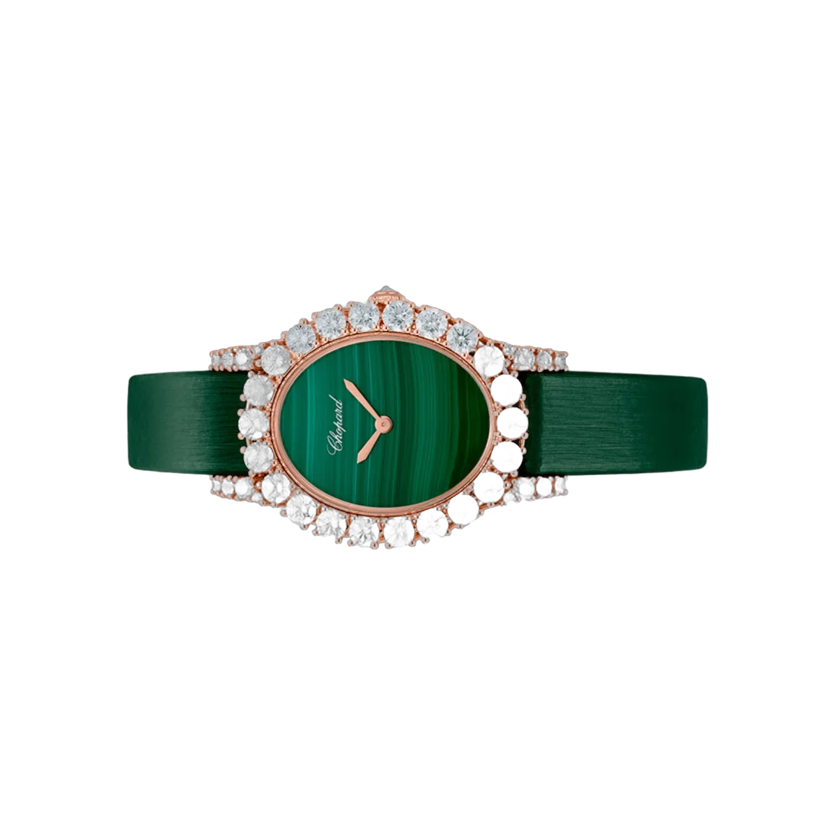Chopard L'Heure Du Diamant Oval 139384-5011 Rose Gold 34.2mm Malachite Dial Ladies Watch