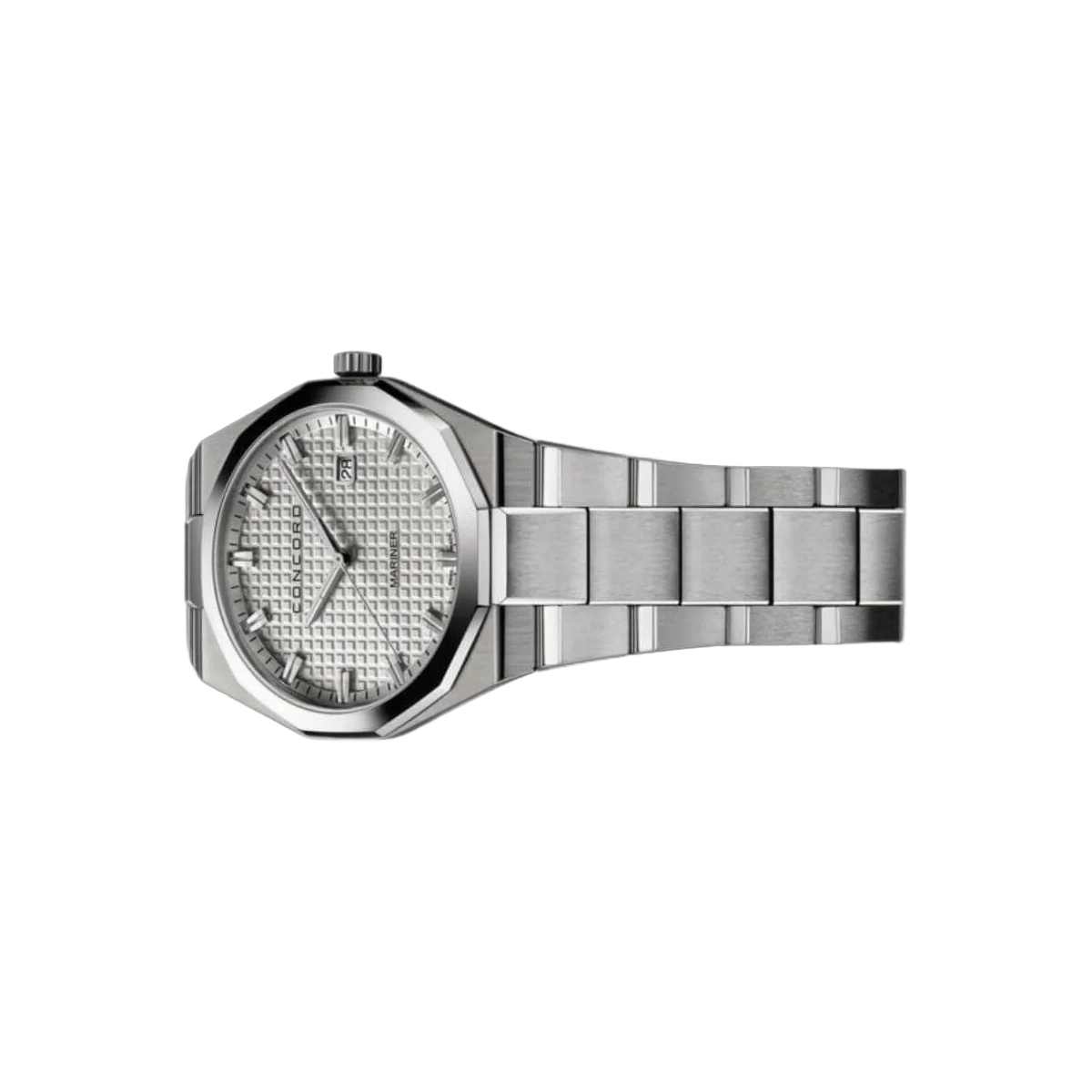 Concord Mariner 0320376 Quarzuhr silberfarbenes Zifferblatt mit Stempelprägung 41mm Herrenuhr