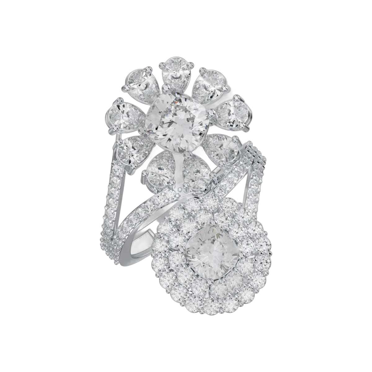 CUSHION FLORA RING-4.81CTS-HRD-E-J/VVS-SI,597R,Total Wt - 6.81gm