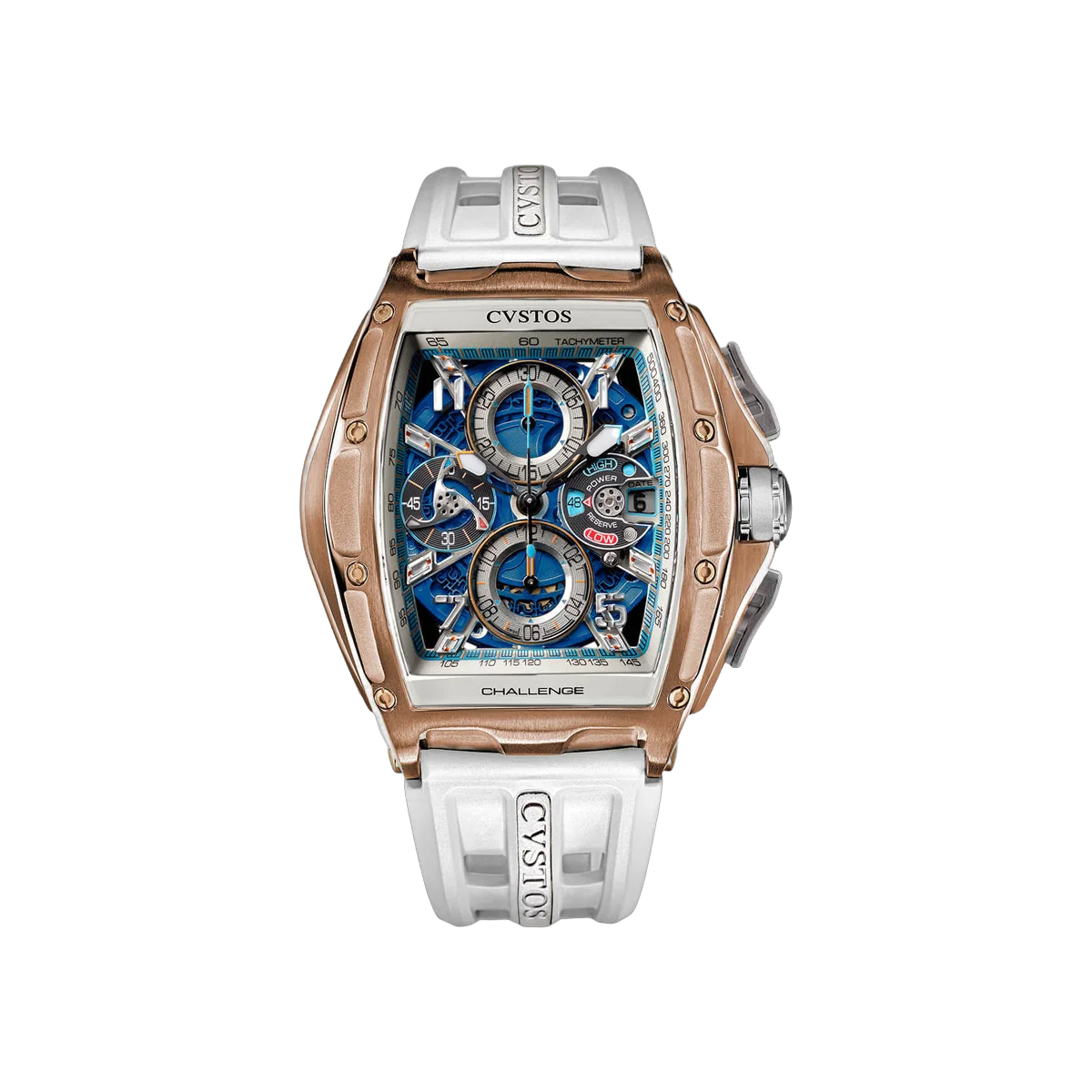 CVSTOS Challenge Chrono III B00107.4526002 Rose Gold Semi-openwork 45mm Blue Dial Men's Watch