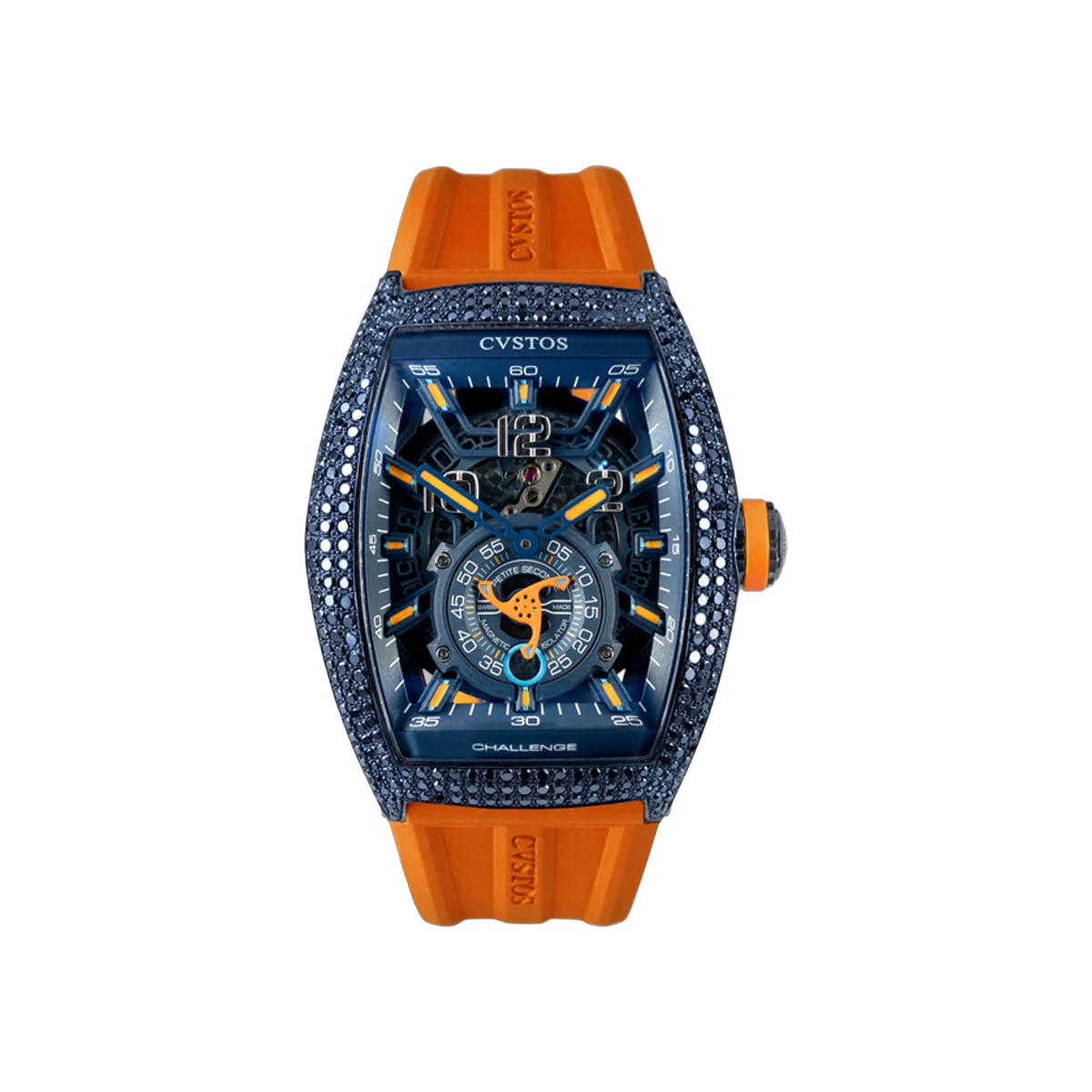 CVSTOS Challenge Jetliner PS A00103.4103002 Black Titanium Diamonds Bezel 41mm Blue Skeleton Dial Men's Watch