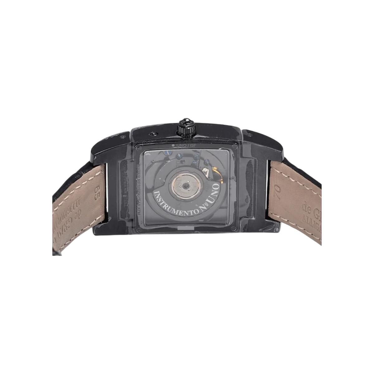 De Grisogono Dual Time UNO DF N20 Automatik PVD Edelstahl Schwarzes Alligatorlederarmband Schwarzes Zifferblatt