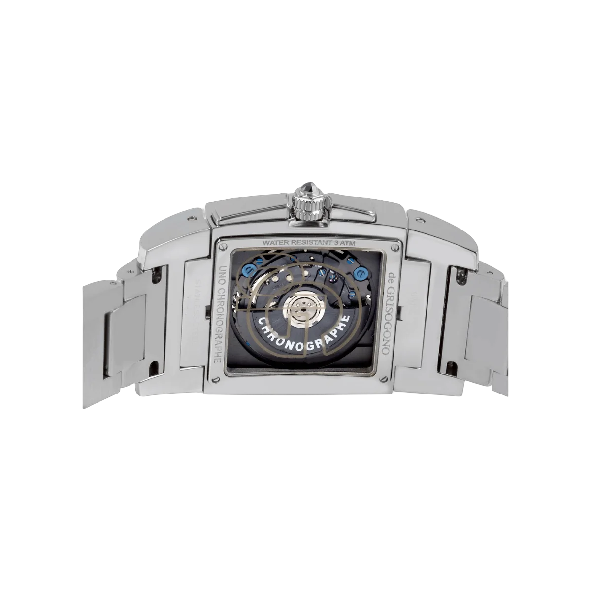 De Grisogono Uno Chronograph N02/B Stahlarmband Silbernes Zifferblatt