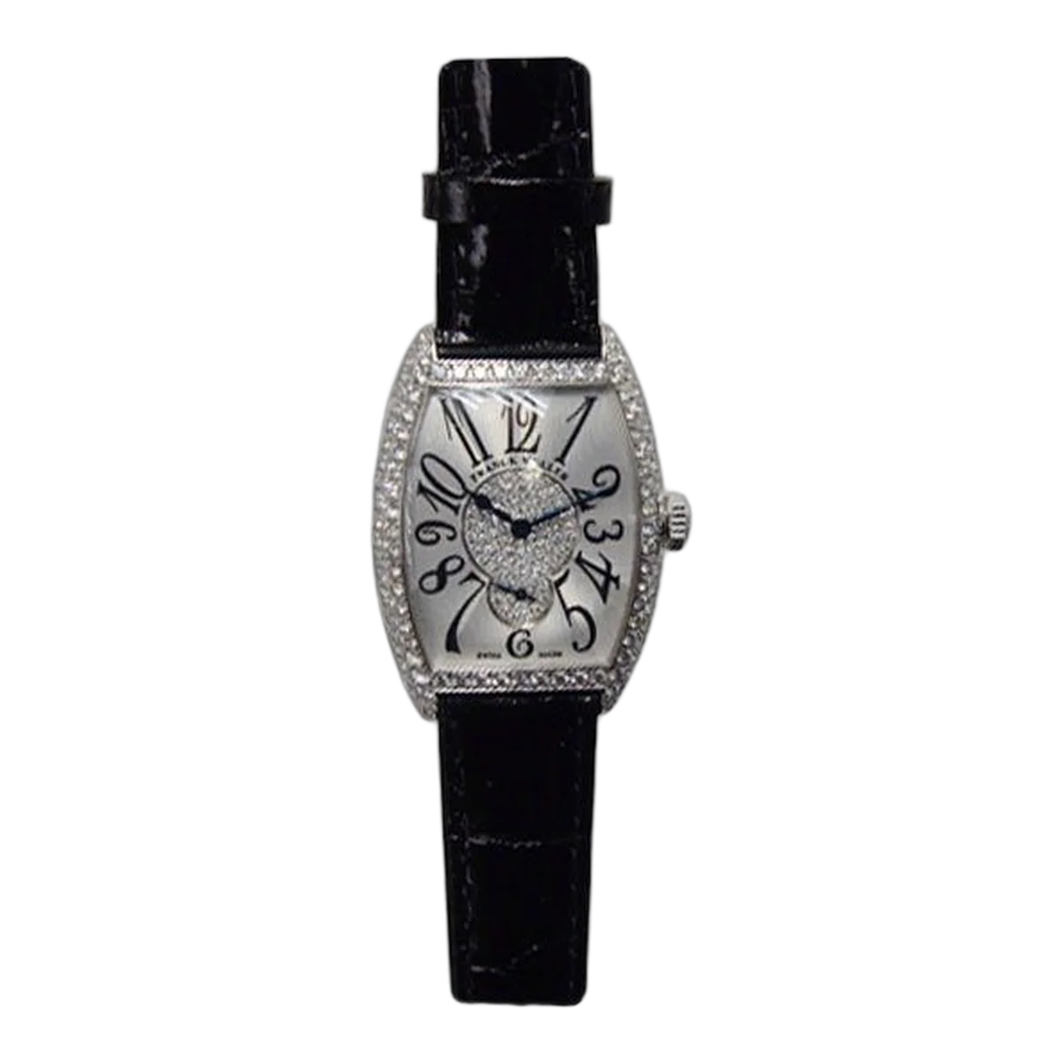 法穆兰 Art Deco 7500 S6 D 2P 镶钻 28 毫米 18K 白金手动机芯女士手表