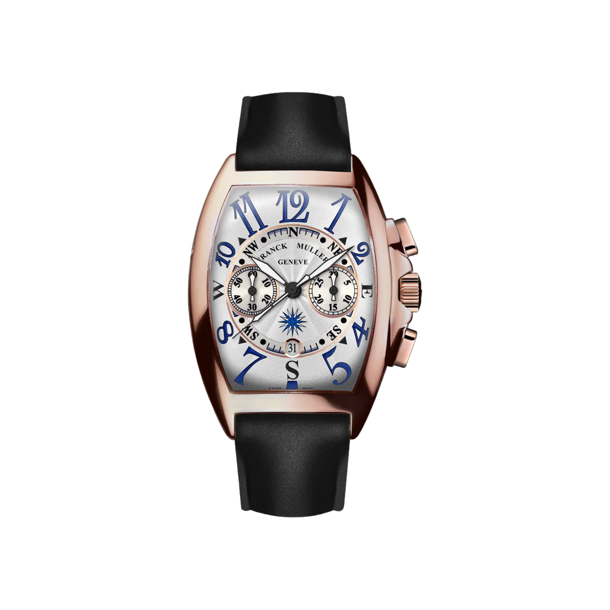 Franck Muller Cintrée Curvex Mariner 8080 CC AT MAR Rose Gold 40mm Silver Dial Ladies Watch