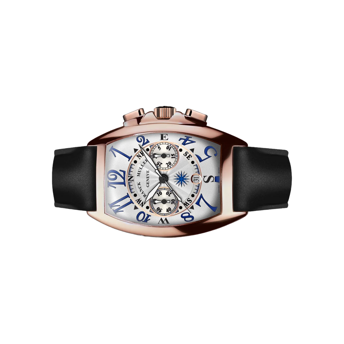 Franck Muller Cintrée Curvex Mariner 8080 CC AT MAR Rose Gold 40mm Silver Dial Ladies Watch