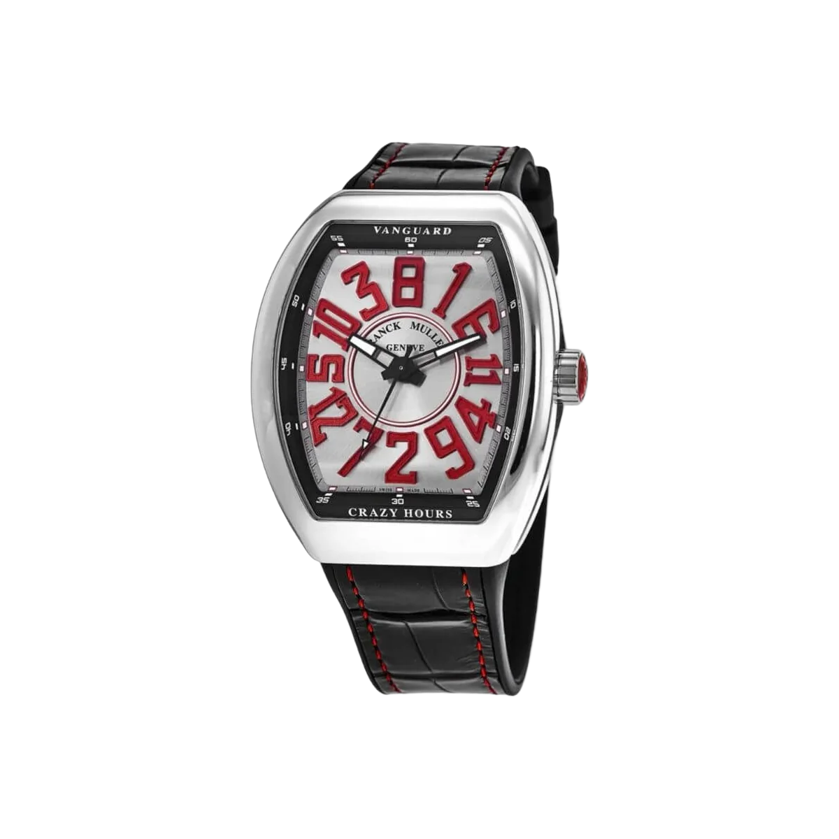 Franck Muller V 45 CH AC ER ميناء أحمر الأرقام حزام جلد