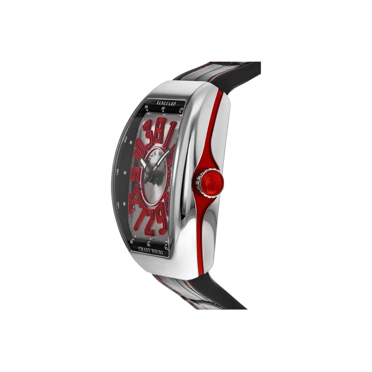 Franck Muller V 45 CH AC ER ميناء أحمر الأرقام حزام جلد