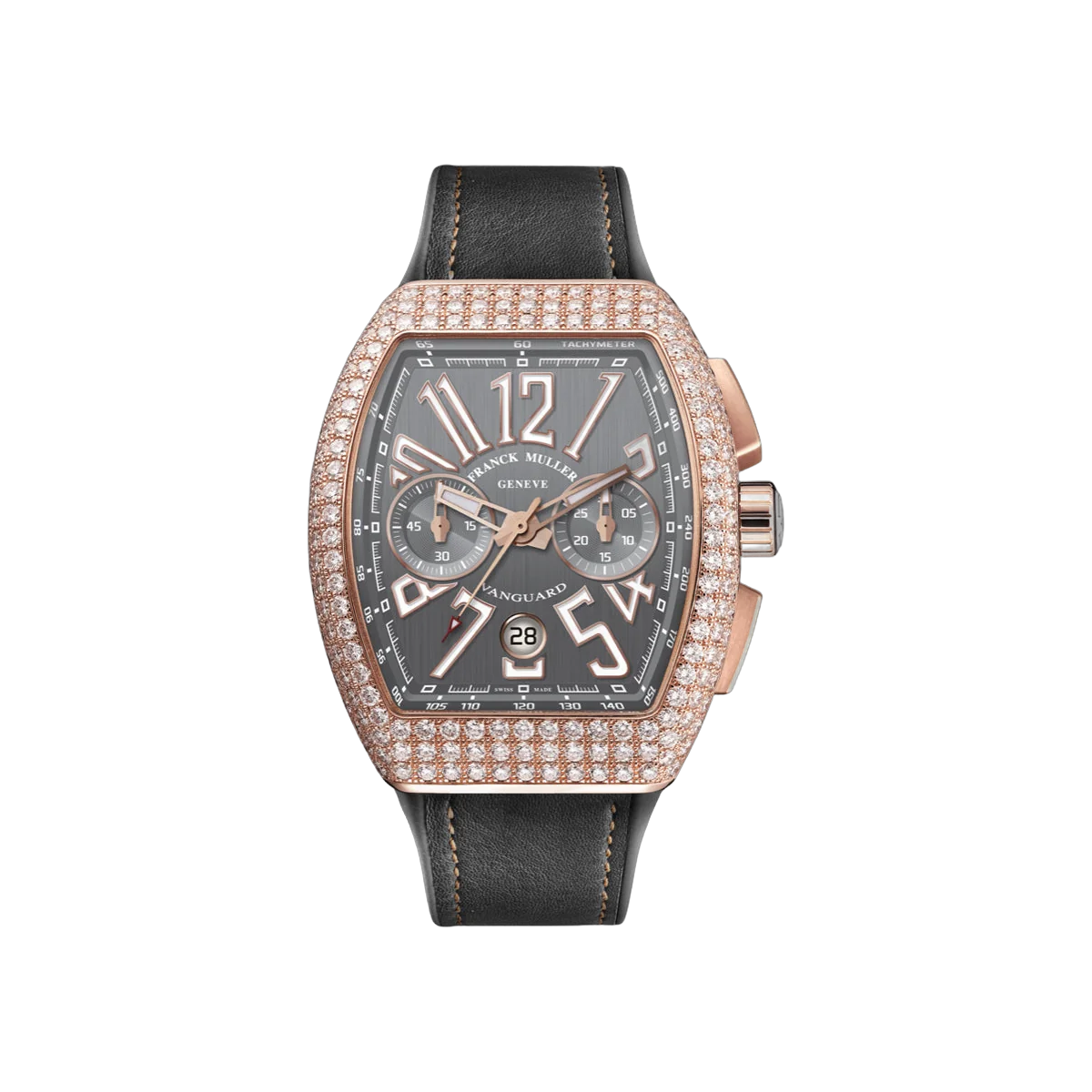 Franck Muller Vanguard V 45 CC DT D 5N TT 5N Roségold Diamantlünette 45mm Braunes Zifferblatt Herrenuhr