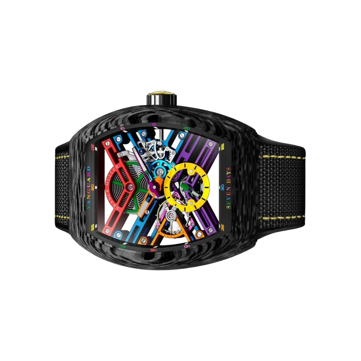 Franck Muller Vanguard V 45 S6 SQT COL DRM CARBONE NR بهيكل عظمي للميناء