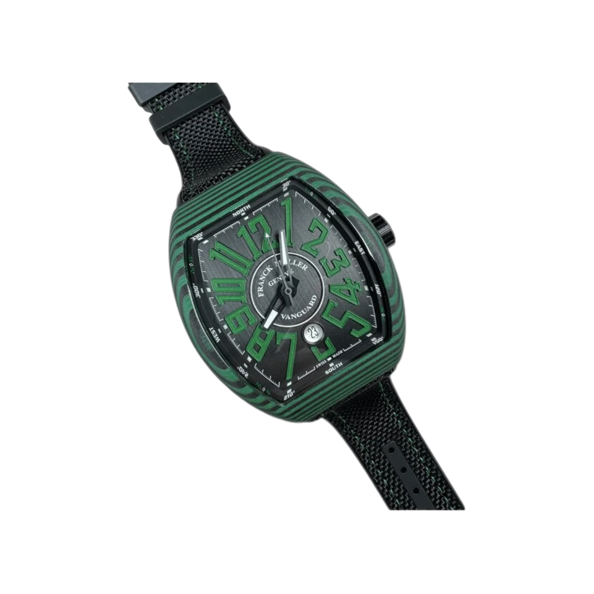 Franck Muller Vanguard V 45 SC DT CARVR NR Grüne Ziffern 45mm Schwarzes Zifferblatt Herrenuhr