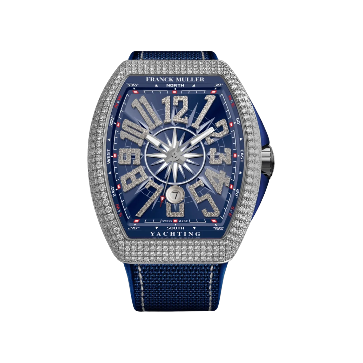 ساعة رجالية فرانك مولر فانجارد V 45 SC DT يختينغ AC BL أرقام بيضاء مينا أزرق 45 ملم